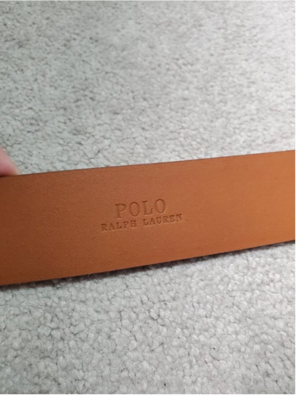 POLO RALPH LAUREN NWT Leather Belt Tan Brass 32 Embossed Pony Logo Dress Office